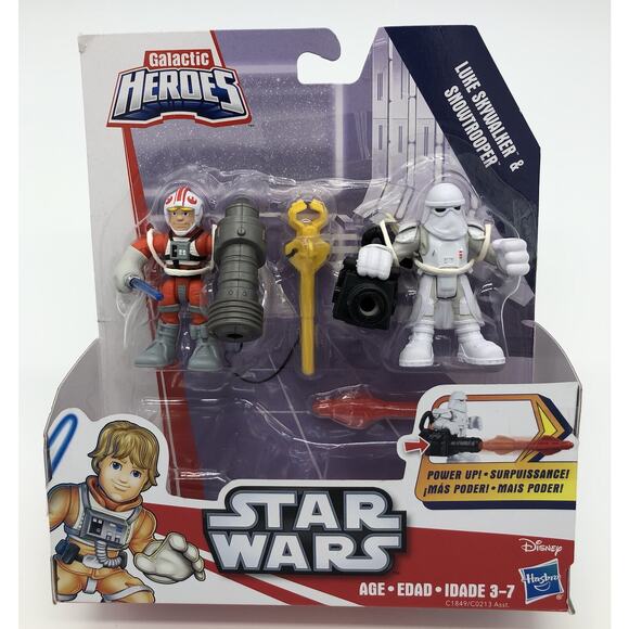 Disney Hasbro Star Wars Galactic Heroes Luke Skywalker and Snowtrooper New Pkg - Picture 1 of 2